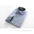 Fine Line Grid Flower Pattern Splicing Men's Shirt